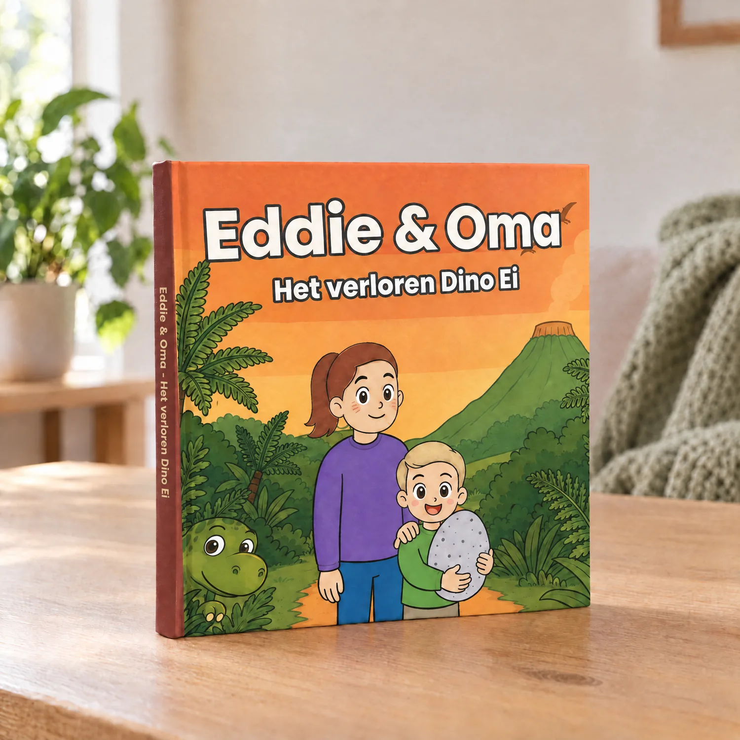 Het verloren Dino Ei als hardcover, staand op een salontafel